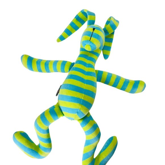 Max And Lulu Striped Bunny Plush Blue & Lime Green Soft Stuffed Animal - Picture 4 of 9
